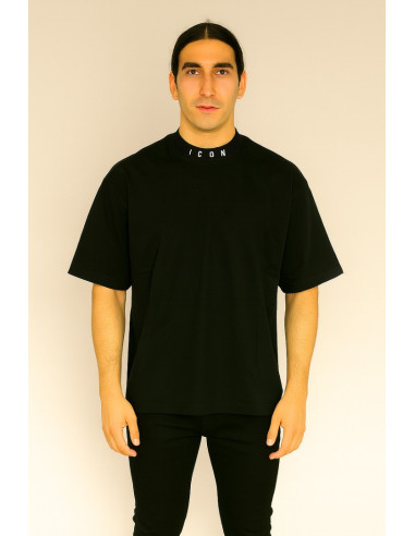 Icon t-shirt in jersey di cotone con logo sul collo icuf2w6t007 [7fe52fb2]