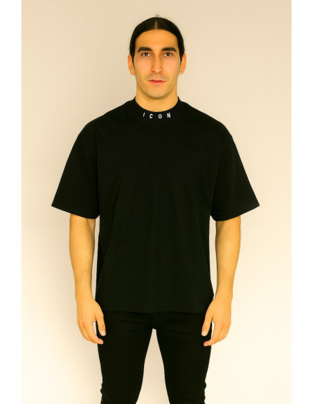 Icon t-shirt in jersey di cotone con logo sul collo icuf2w6t007 [7fe52fb2]