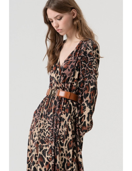 Fracomina abito regular lungo in fantasia animalier fr25wd3007w811l7 [a73e1754]