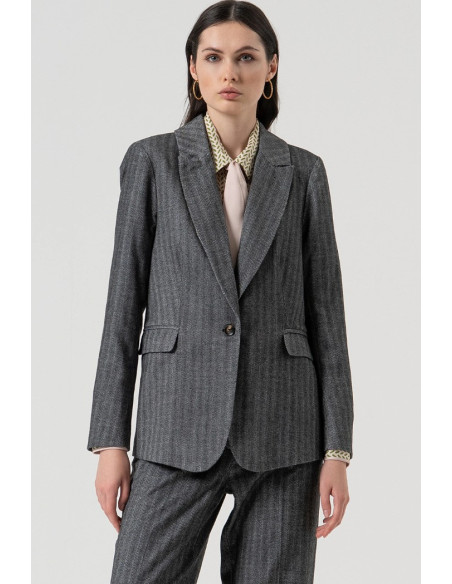 Fracomina blazer regular monopetto in fantasia spigata fr25wj2005w492w5 [55bcc527]