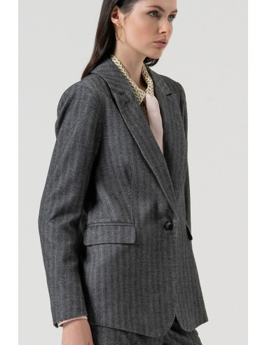 Fracomina blazer regular monopetto in fantasia spigata fr25wj2005w492w5 [8c9a862a]