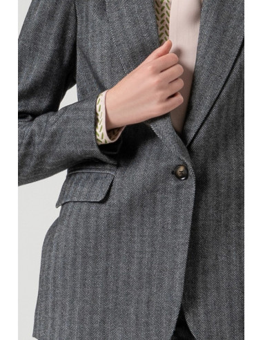 Fracomina blazer regular monopetto in fantasia spigata fr25wj2005w492w5 [3b87472e]