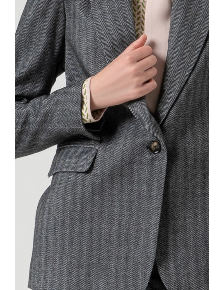 Fracomina blazer regular monopetto in fantasia spigata fr25wj2005w492w5 [3b87472e]