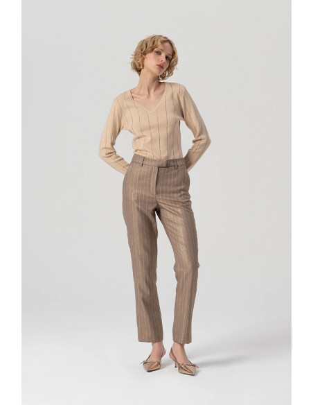 Fracomina pantalone regular a sigaretta in tessuto gessato fs25wv2004w479t4 [205d2190]