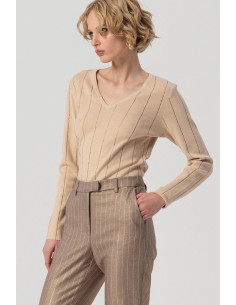 Fracomina pantalone regular a sigaretta in tessuto gessato fs25wv2004w479t4 [205d2190] 2