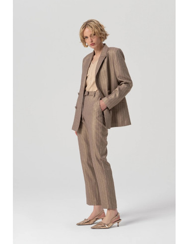 Fracomina pantalone regular a sigaretta in tessuto gessato fs25wv2004w479t4 [4b36e487]