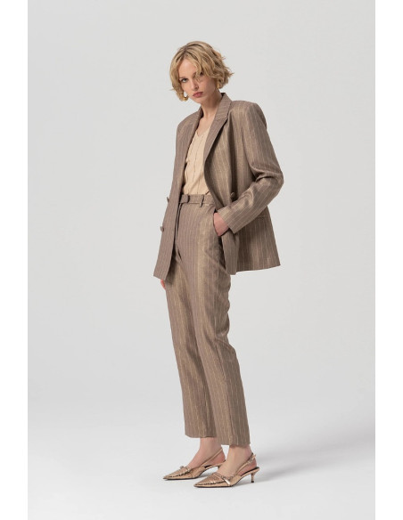 Fracomina pantalone regular a sigaretta in tessuto gessato fs25wv2004w479t4 [4b36e487]
