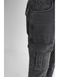 Antony Morato jeans regular fit cargo in denim nero Gary mmdt00297-fa700143-w02099 [06a5fc21] 2