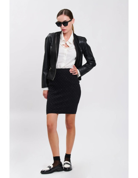 Influencer gonna mini in maglia con lurex 04j7816 [7cef0802]