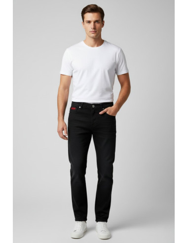 Icon jeans in denim di cotone stretch con stampa logo posteriore icuf2w6d014 [8943fd33]