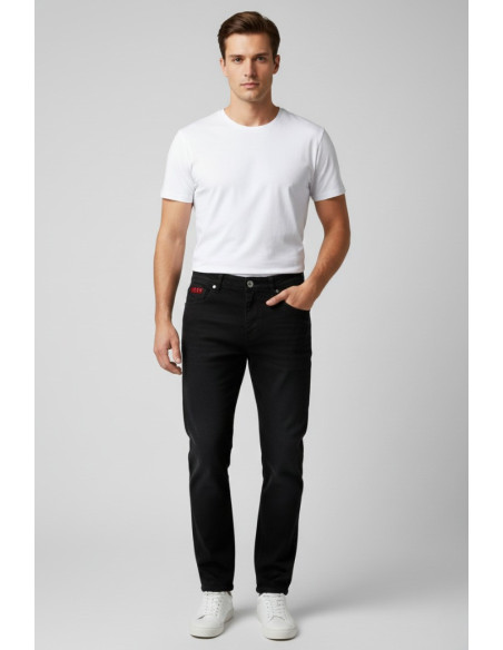 Icon jeans in denim di cotone stretch con stampa logo posteriore icuf2w6d014 [8943fd33]