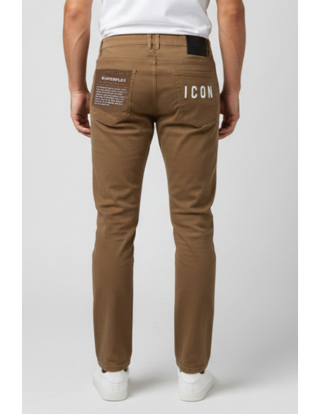 Icon jeans in denim di cotone stretch con stampa logo posteriore icuf2w6d014 [8627c6d7]