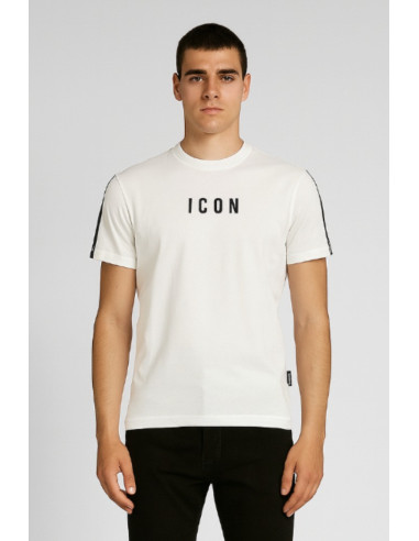 Icon t-shirt girocollo con stampa logo e bande Icuf2w6t038 [511208df]