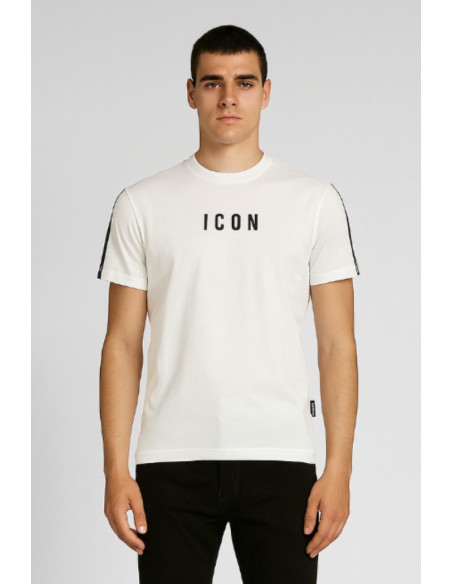 Icon t-shirt girocollo con stampa logo e bande Icuf2w6t038 [511208df]