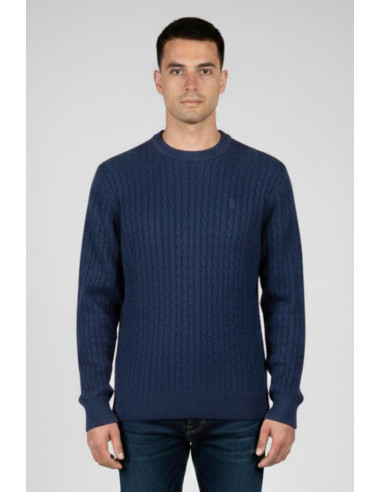Refrigue maglia girocollo in lana e cotone punto treccia 2811w00160 [672b2209]