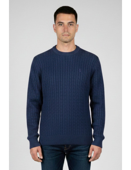 Refrigue maglia girocollo in lana e cotone punto treccia 2811w00160 [672b2209]