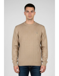 Refrigue maglia girocollo in lana e cotone punto treccia 2811w00160 [5629cc5a]
