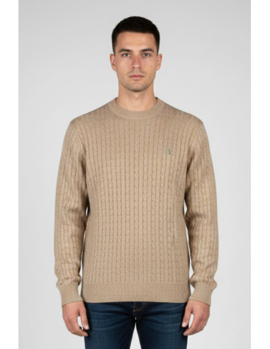 Refrigue maglia girocollo in lana e cotone punto treccia 2811w00160 [5629cc5a]