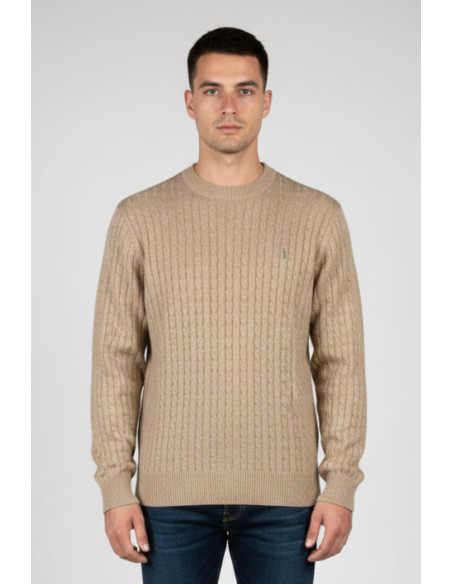 Refrigue maglia girocollo in lana e cotone punto treccia 2811w00160 [5629cc5a]