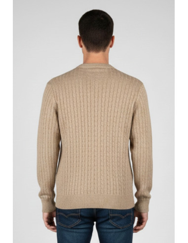 Refrigue maglia girocollo in lana e cotone punto treccia 2811w00160 [38124e53]