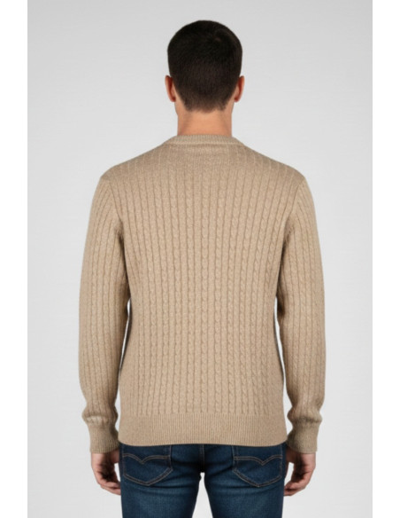 Refrigue maglia girocollo in lana e cotone punto treccia 2811w00160 [38124e53]
