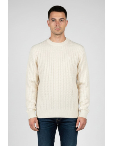 Refrigue maglia girocollo in lana e cotone punto treccia 2811w00160 [be54534a]