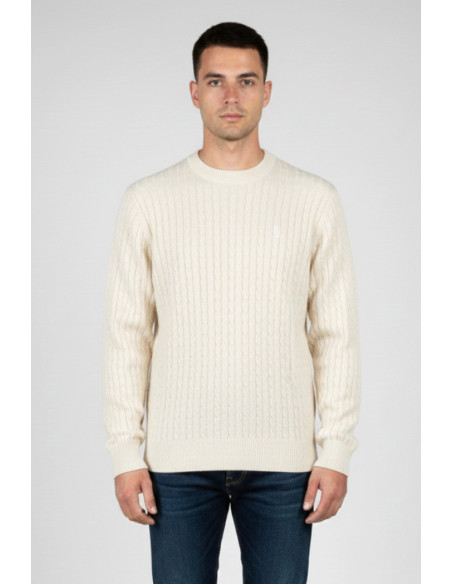 Refrigue maglia girocollo in lana e cotone punto treccia 2811w00160 [be54534a]
