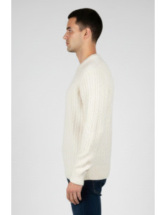Refrigue maglia girocollo in lana e cotone punto treccia 2811w00160 [be54534a] 2