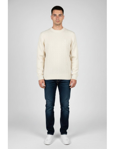 Refrigue maglia girocollo in lana e cotone punto treccia 2811w00160 [d53f965d]