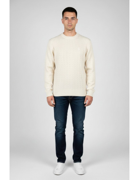 Refrigue maglia girocollo in lana e cotone punto treccia 2811w00160 [d53f965d]