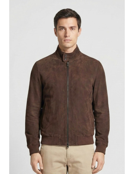 Master Pelle bomber in camoscio con colletto in piedi mp872-cm [c58c5c1e]