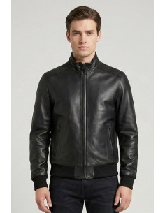 Master Pelle bomber in nappa con collo a lupetto mp272-np [582966a4]