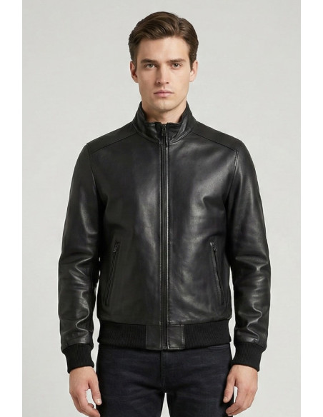 Master Pelle bomber in nappa con collo a lupetto mp272-np [582966a4]