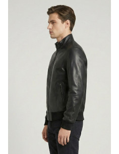 Master Pelle bomber in nappa con collo a lupetto mp272-np [582966a4] 2