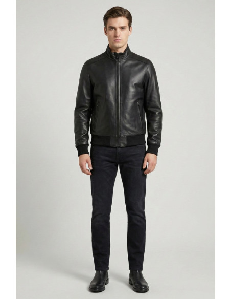 Master Pelle bomber in nappa con collo a lupetto mp272-np [3342a3b3]