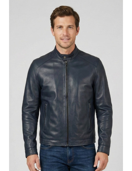 Master Pelle biker in nappa con collo coreano mp814-np [90384c35]