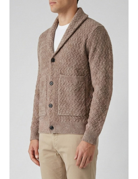 Nerovago cardigan in ciniglia punto treccia con bottoni 750696 [fee39358]