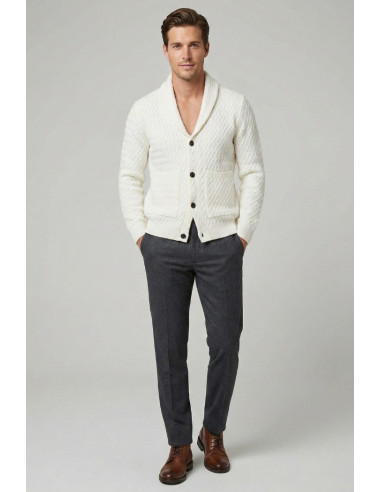 Nerovago cardigan in ciniglia punto treccia con bottoni 750696 [673cbe73]