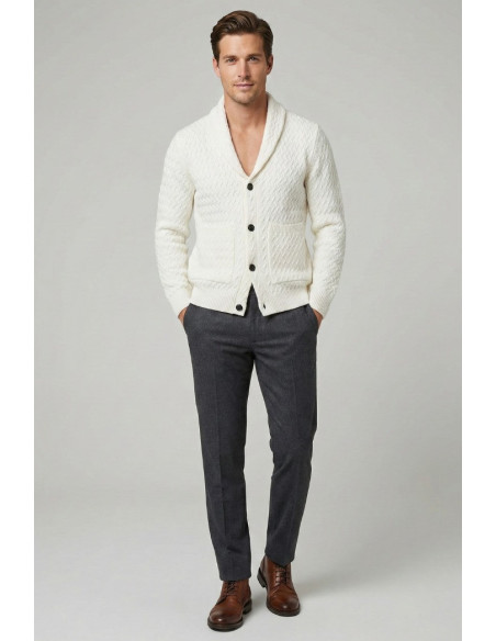 Nerovago cardigan in ciniglia punto treccia con bottoni 750696 [673cbe73]