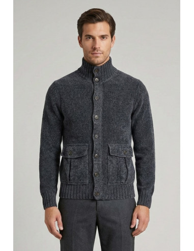 Nerovago cardigan lupetto in ciniglia con bottoni 750666 [bfde3ff5]