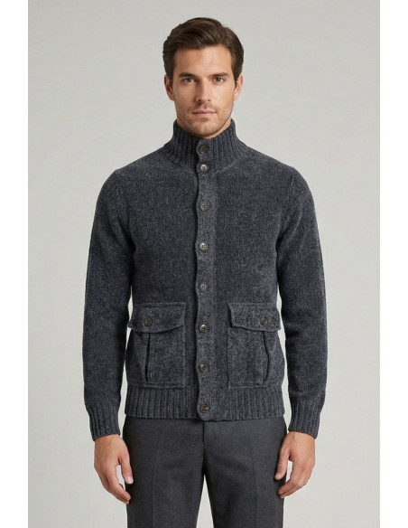 Nerovago cardigan lupetto in ciniglia con bottoni 750666 [bfde3ff5]