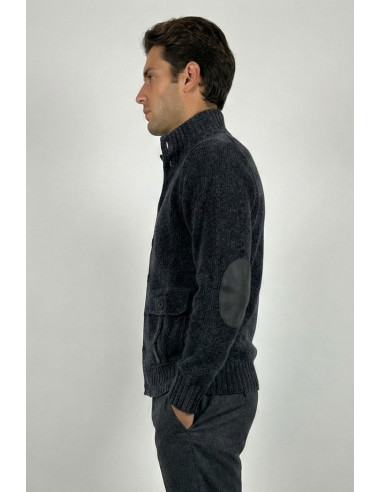 Nerovago cardigan lupetto in ciniglia con bottoni 750666 [66f87cf8]