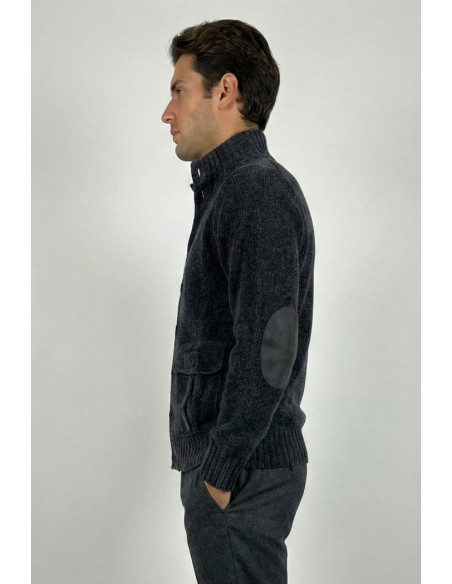 Nerovago cardigan lupetto in ciniglia con bottoni 750666 [66f87cf8]