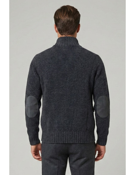 Nerovago cardigan lupetto in ciniglia con bottoni 750666 [d1e5bdfc]