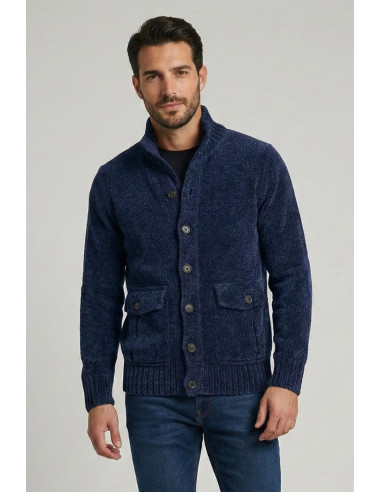 Nerovago cardigan lupetto in ciniglia con bottoni 750666 [df35f996]