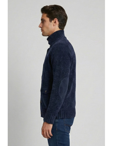 Nerovago cardigan lupetto in ciniglia con bottoni 750666 [0613ba9b]