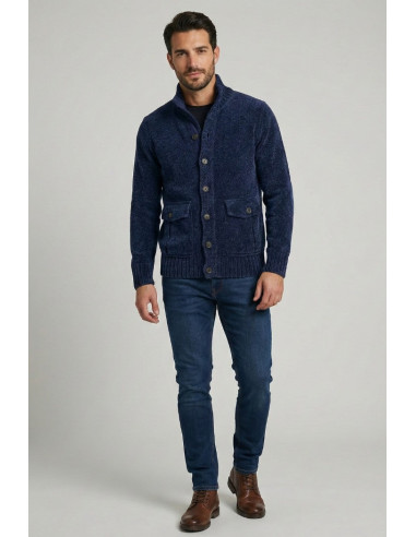 Nerovago cardigan lupetto in ciniglia con bottoni 750666 [b45e3c81]
