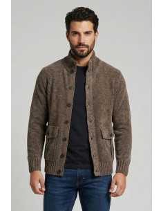 Nerovago cardigan lupetto in ciniglia con bottoni 750666 [1d29ee7b]