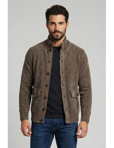Nerovago cardigan lupetto in ciniglia con bottoni 750666 [1d29ee7b]