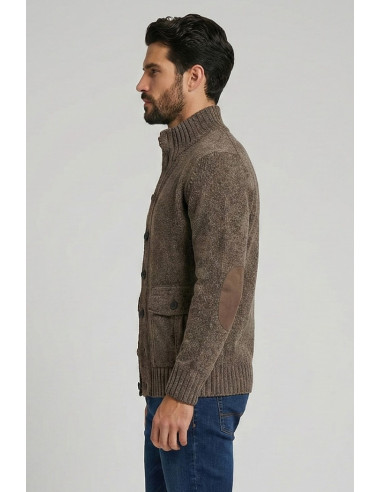 Nerovago cardigan lupetto in ciniglia con bottoni 750666 [c40fad76]